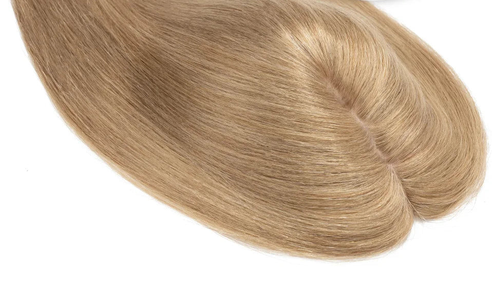 100% Human Hair Topper with Silk Base – Natural Hairline, Tangle-Free, Lightweight & Durable