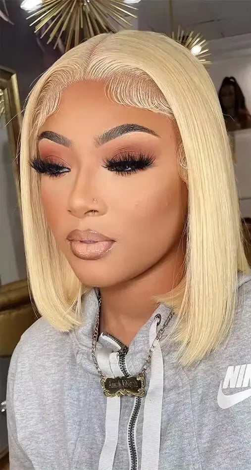 Straight Hair Wig – Short Length, Transparent Swiss Lace