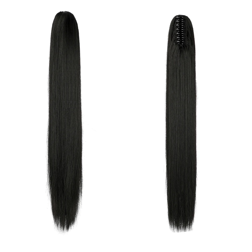 Kinky Straight Clip-In Hair Extension – High-Temperature Fiber, Pure Color, 140g
