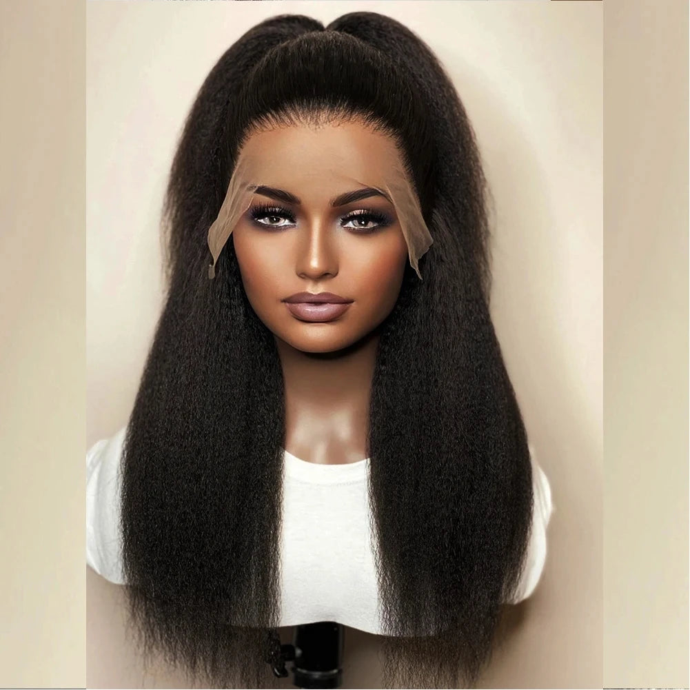 Classic Yaki Straight Synthetic Wig for Women – High Temperature Fiber, Daily Use, Average Size