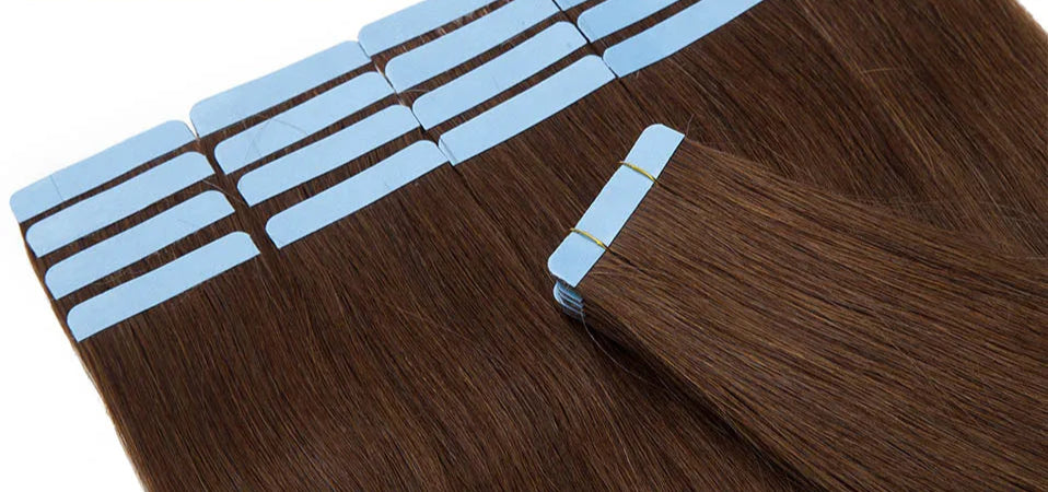 Luxury Tape In Hair Extensions – 100% Real Human Hair, Straight Texture, Black/Brown/Blonde, 16"-24", Thick & Seamless for Volume and Length