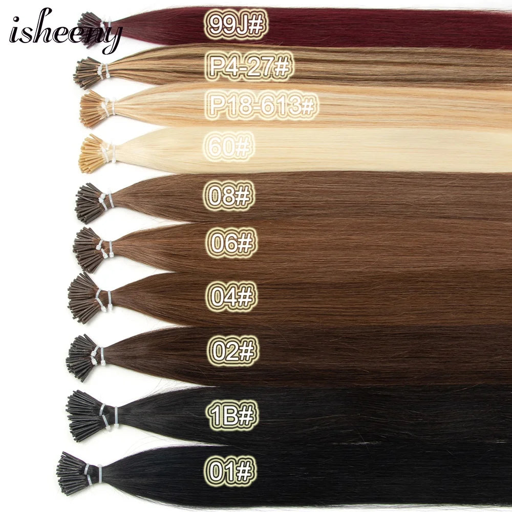 Straight I-Tip Hair Extensions – 0.6g/Strand, Natural Look with 35-45% Longest Hair Proportion