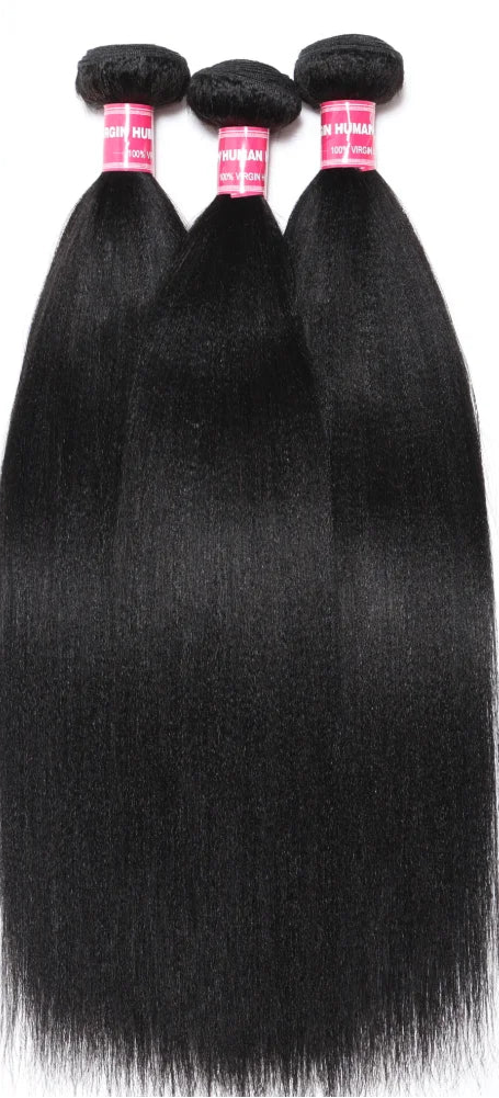 UNice Yaki Straight Human Hair Bundles – 1/3/4 PCS, 100g Per Bundle, Natural Color, Sew-In Weaves, 8-26 Inch