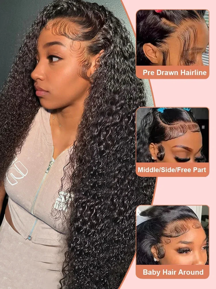 Deep Wave Human Hair Wig – 26+ Inch Transparent Lace Wig for a Natural Look