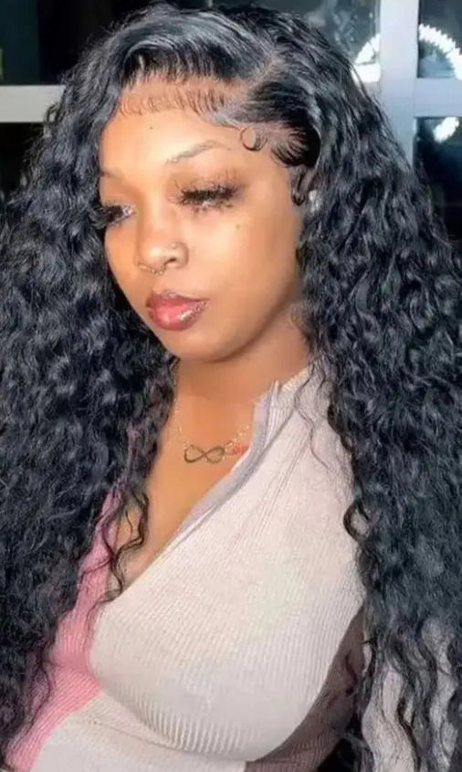 Deep Wave Lace Front & Closure Wig – 26+ Inch, Swiss Lace, Transparent, Natural Look