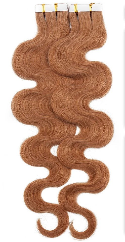 Premium Tape In Hair Extensions – 100% Human Hair, Wavy, Ombre & Piano Colors, 12" to 24", Reusable, Length & Volume Enhancement, Dyeable & Permed