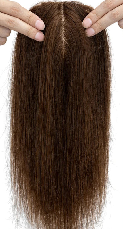 100% Human Hair Topper with Silk Base – Natural Hairline, Tangle-Free, Lightweight & Durable