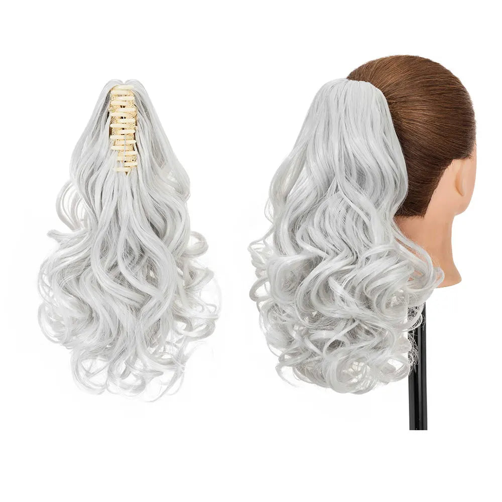 14-Inch Natural Curly Clip-In Hair Extensions – High-Quality Synthetic Fiber in Piano Colors