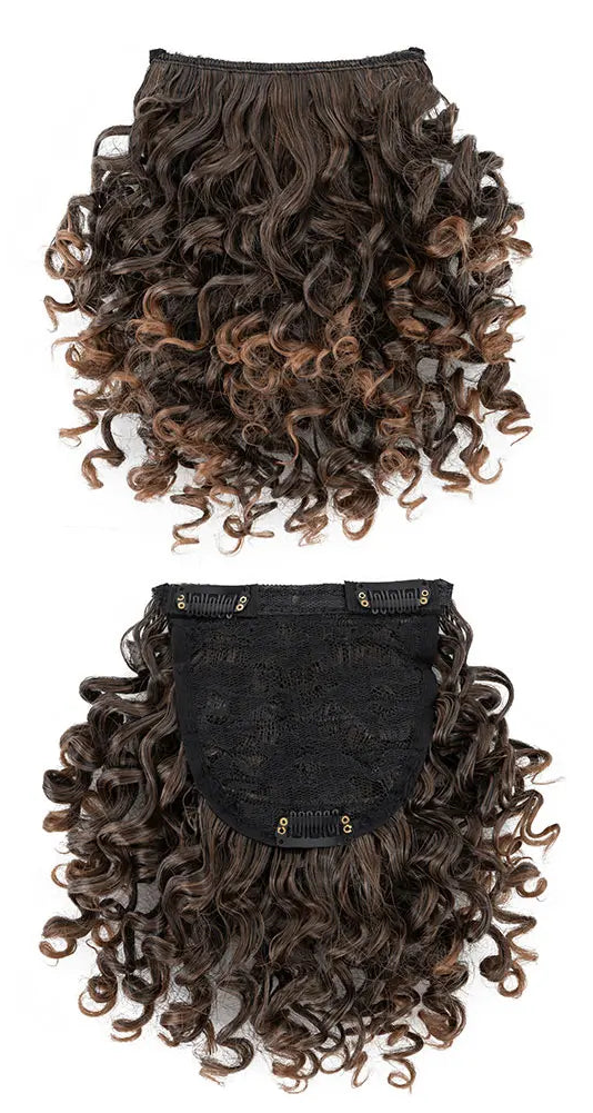 Natural-Looking Afro Clip-In Blunt Bangs – High-Temperature Synthetic Fiber, 6-8 Inch