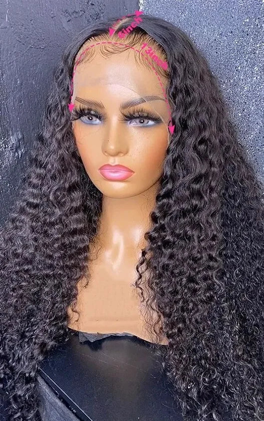 Curly Lace Front Wig – 100% Hair, Pre-Plucked, HD Lace, 26+ Inch, Natural Off Black Color 1B