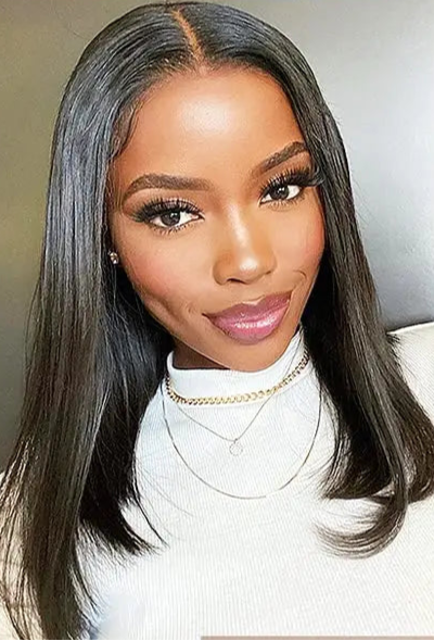 Natural Black Straight Bob Wig – 13x4 Transparent Lace Frontal Human Hair, Short Length, 180%-200% Density