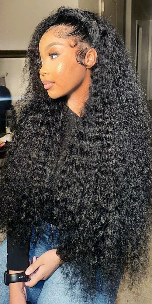 Deep Wave Lace Front & Closure Wig – 26+ Inch, Swiss Lace, Transparent, Natural Look