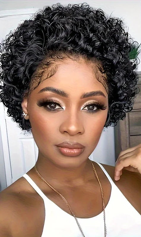 Curly Lace Frontal Wig – 100% Human Hair, Natural Look, No Chemicals