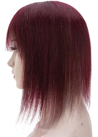 100% Human Hair Topper with Bangs – Lace Base, Natural Straight, Lightweight & Tangle-Free