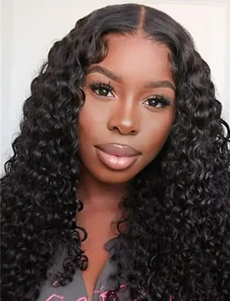 Deep Wave Lace Front Wig – Human Hair, Transparent Lace, 100% Natural