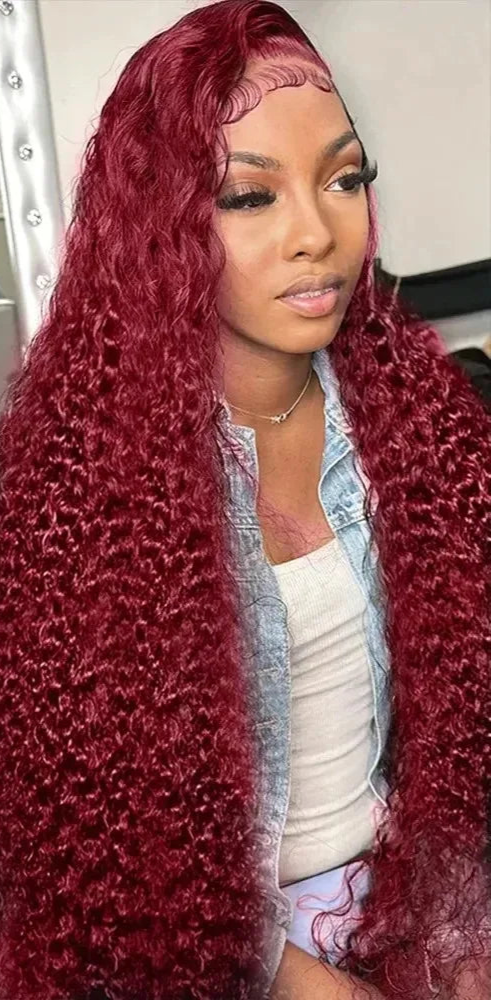 Long Deep Wave Hair Lace Front Wig – 26+ Inches, Transparent Lace, Lace Part Style