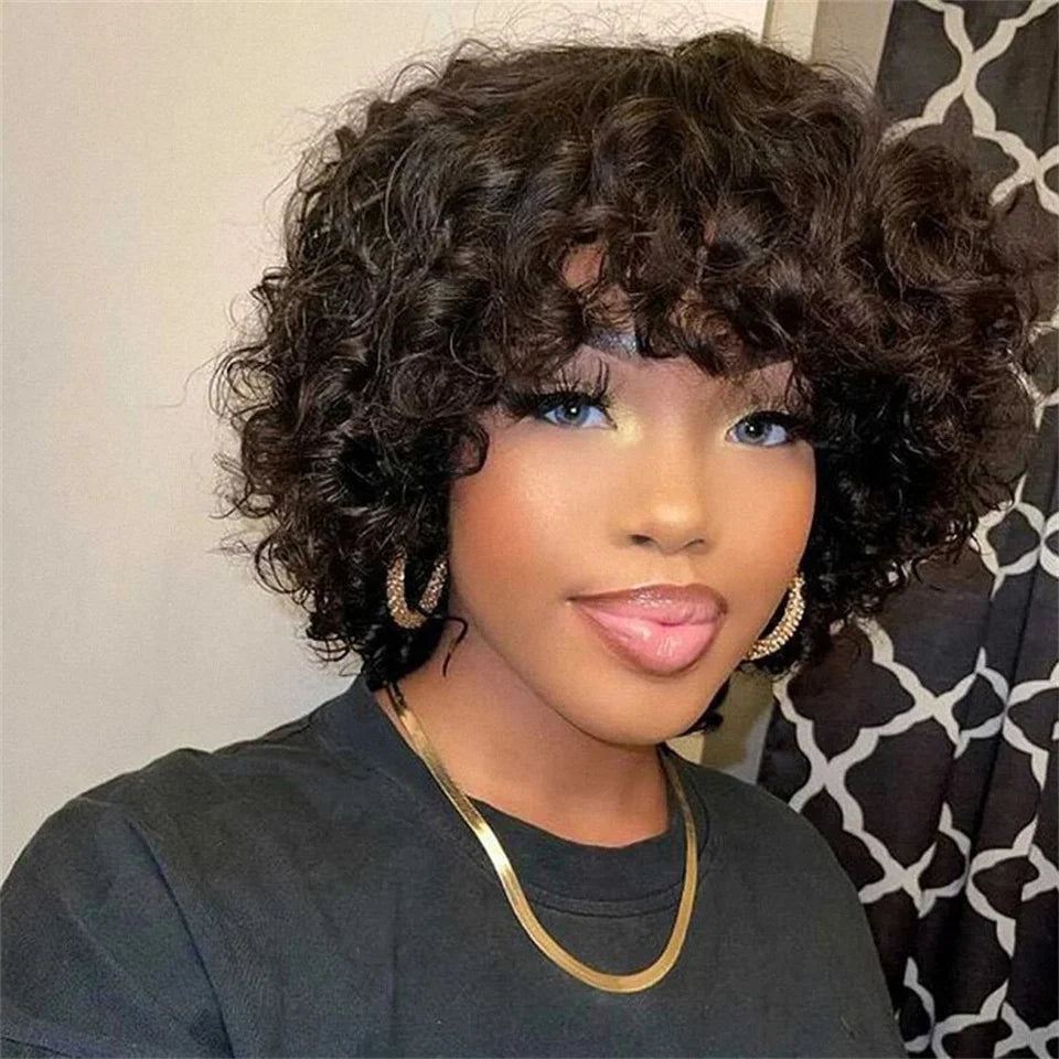 Jerry Curl Human Hair Wig - Natural Texture, Average Cap Size, Dye-Friendly
