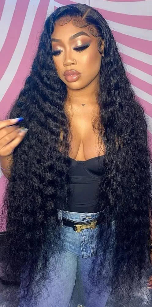 Curly Lace Front Wig – 5x5 Swiss Lace, Pre-Plucked, Natural Off Black, 180%-200% Density