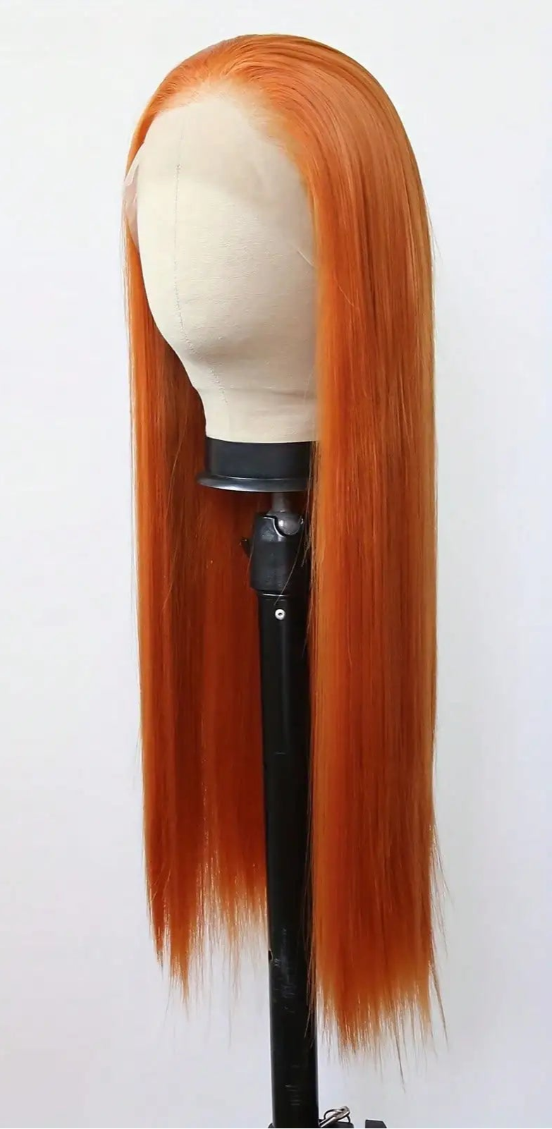 Long Straight Orange Lace Front Wig – Heat-Resistant Synthetic Daily Wear Wig