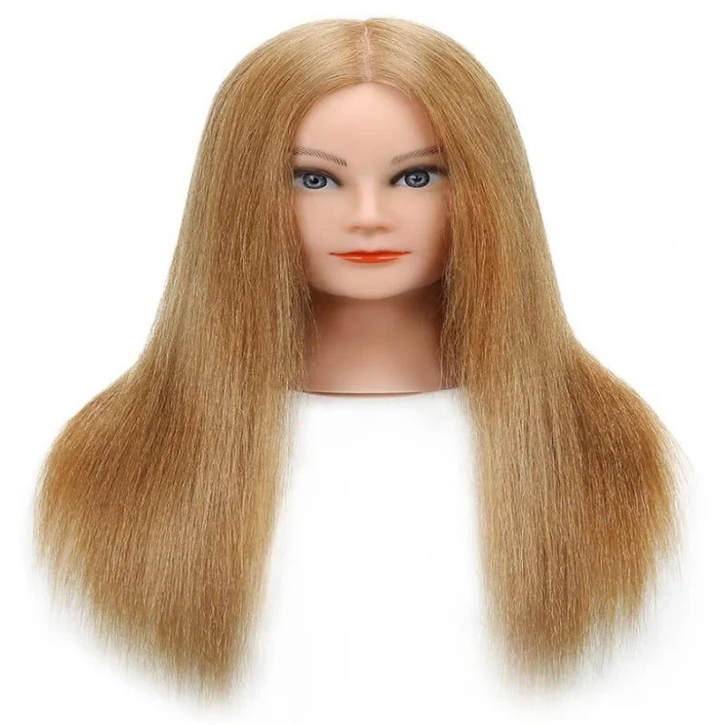 100% Real Hair Mannequin Head - 22-24 Inch, Thick 180% Density for Hairdressing, Braiding, and Styling Practice