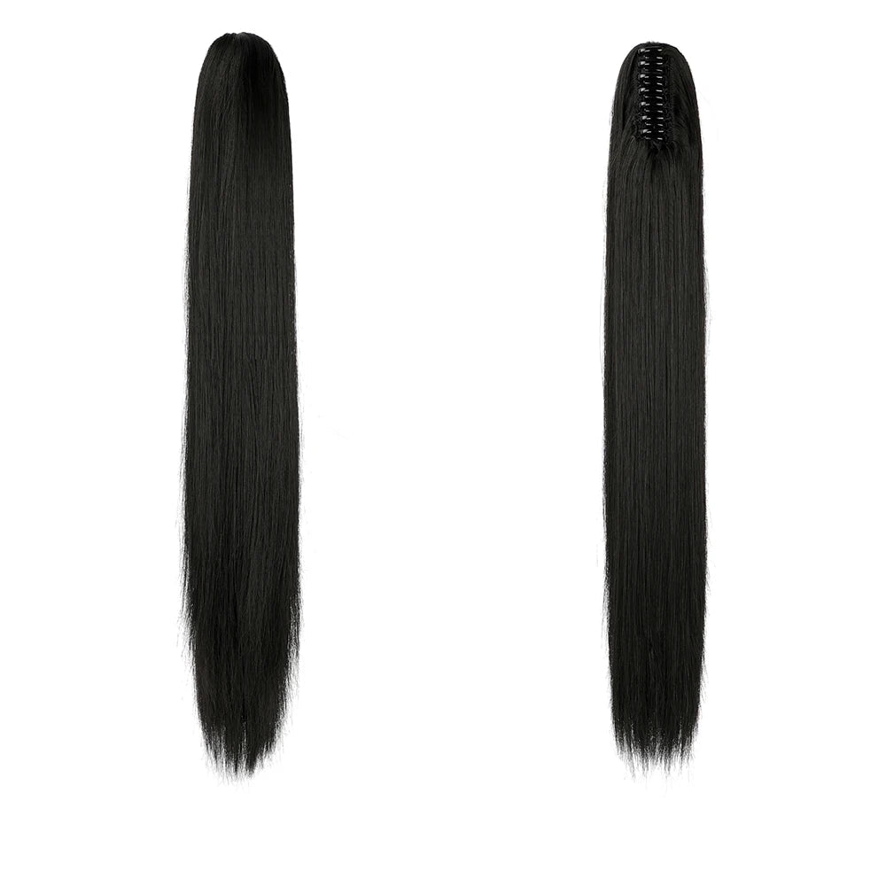 Kinky Straight Clip-In Hair Extension – High-Temperature Fiber, Pure Color, 140g