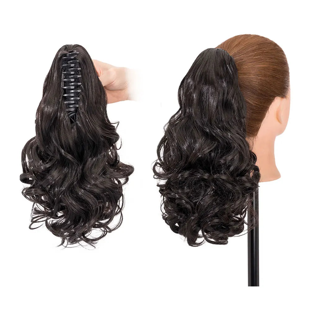 14-Inch Natural Curly Clip-In Hair Extensions – High-Quality Synthetic Fiber in Piano Colors