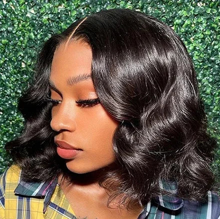 Short Body Wave Lace Front Wig – Transparent Swiss Lace for Natural Elegance