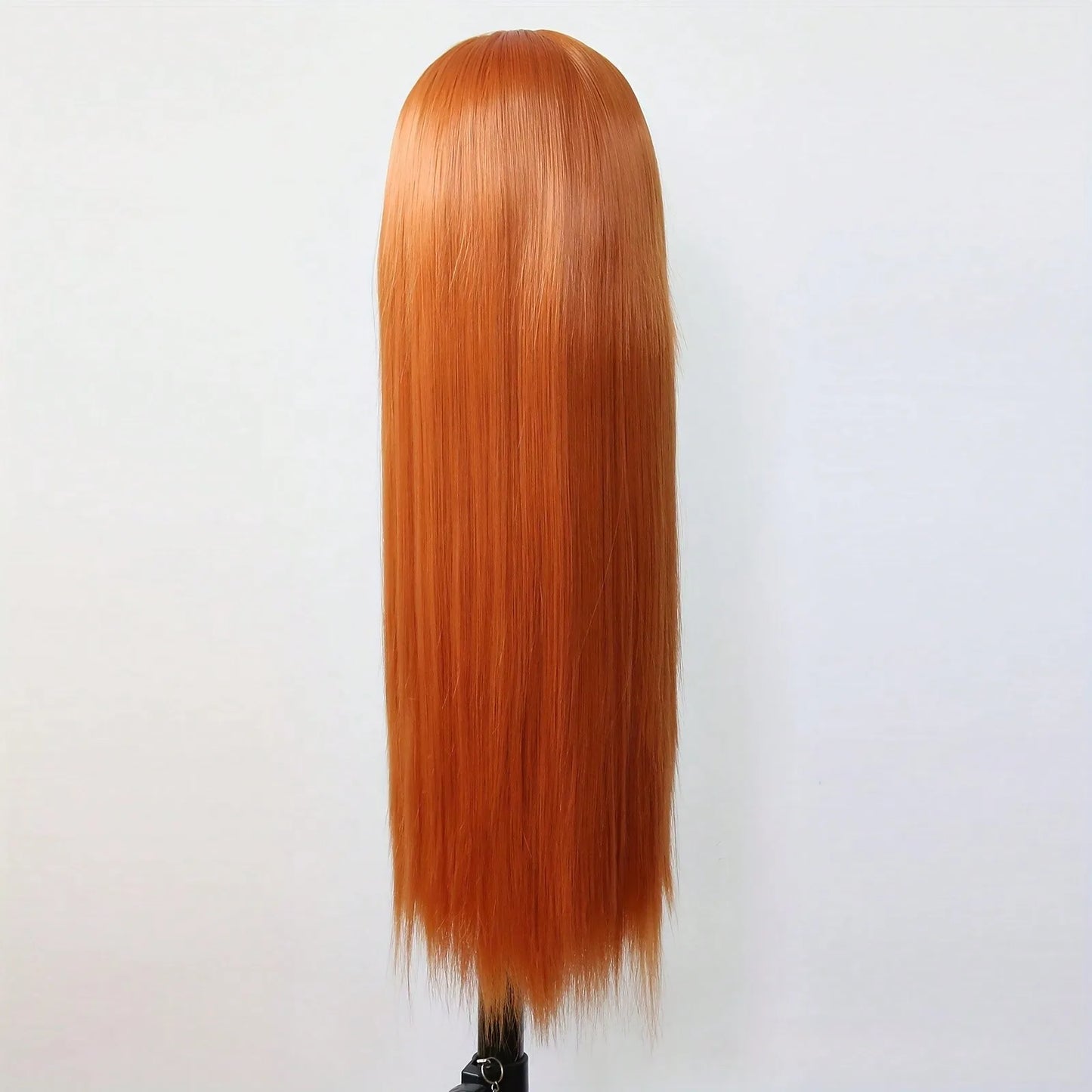 Long Straight Orange Lace Front Wig – Heat-Resistant Synthetic Daily Wear Wig