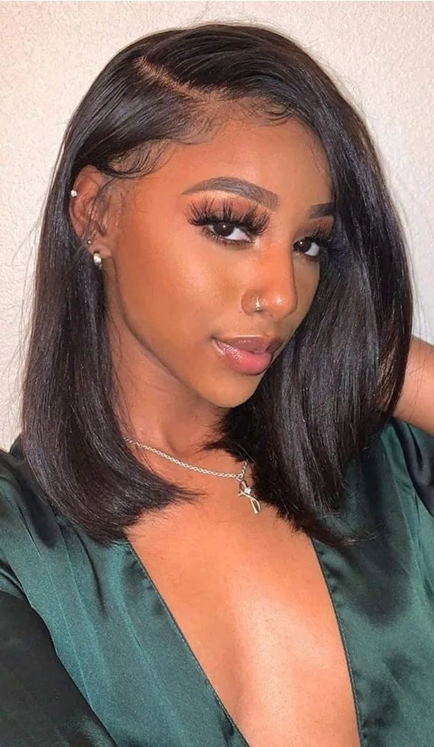 Premium Straight Lace Front Wig – Transparent Swiss Lace, Short Length (4-16 Inches), Customizable Color