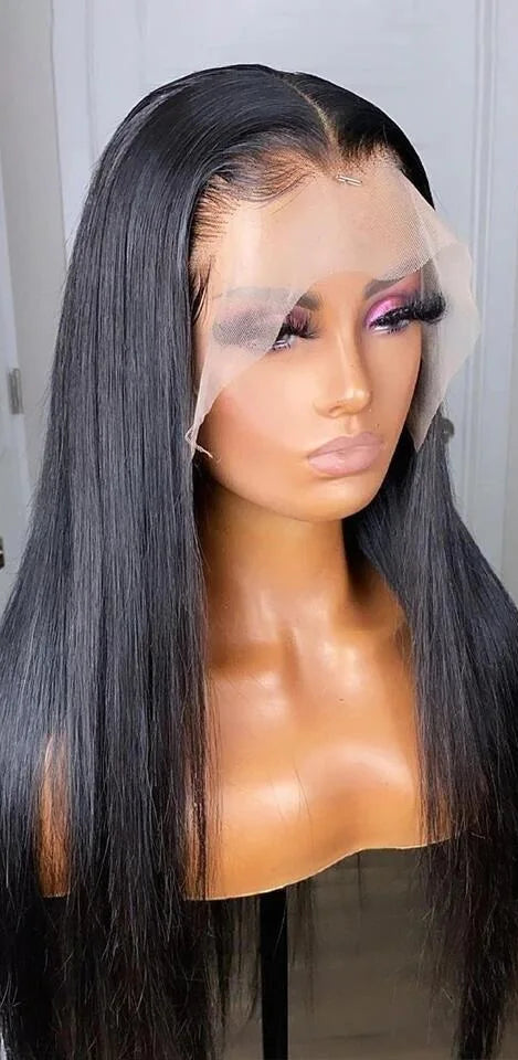 360 Full Lace Bone Straight Wig – Long 26+ Inches Human Hair, Pre-Plucked Hairline