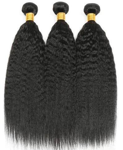 100% Human Hair Kinky Straight Bundles with Frontal – Natural, Versatile & High-Quality Extensions