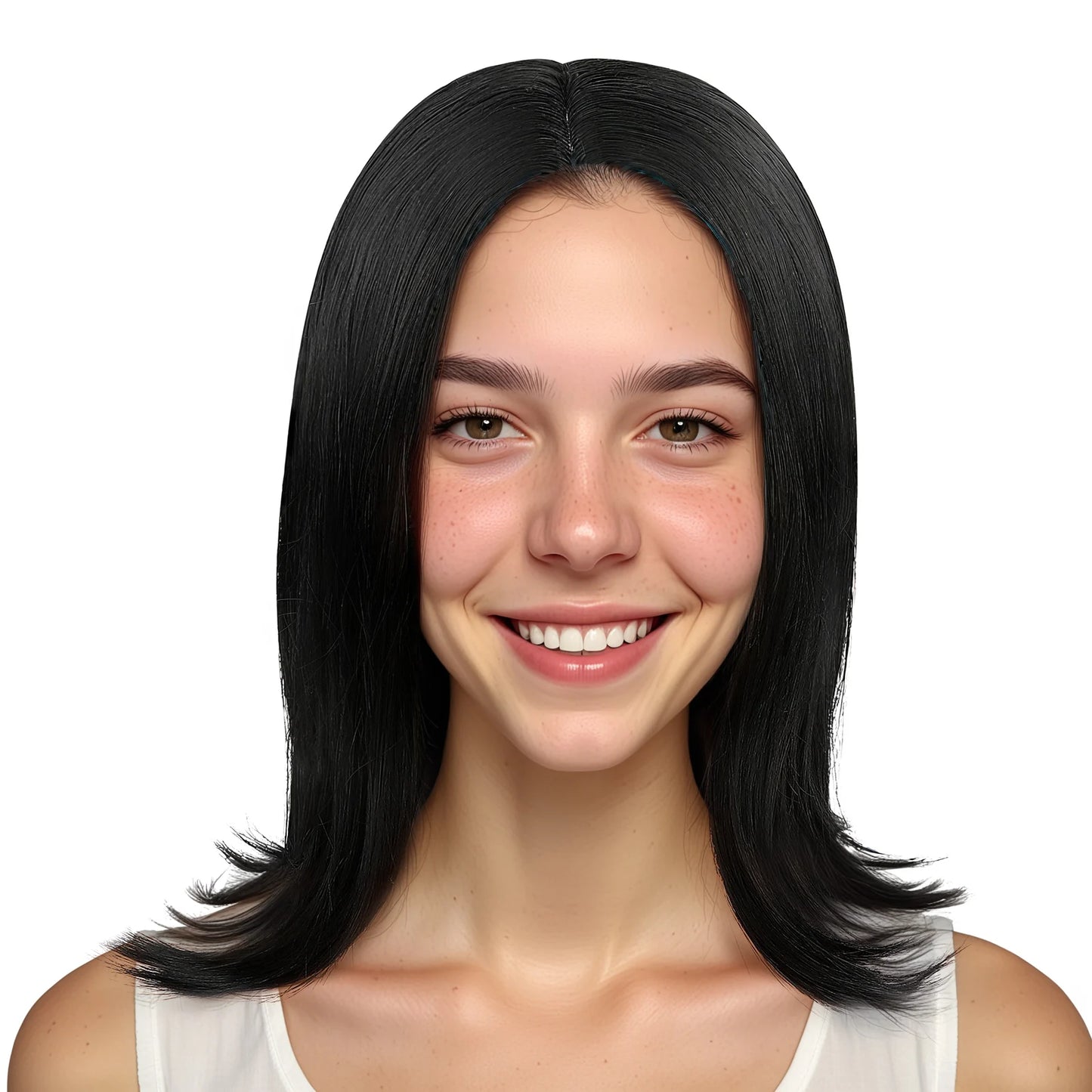 Black Mid Straight Wig for Women – Heat-Resistant Synthetic Hair, Natural Look for Daily Use & Cosplay