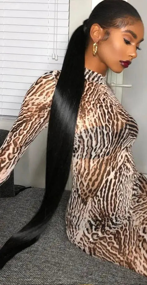 Long Straight Human Hair Lace Wig – 26+ Inches, Hair, Transparent Swiss Lace, Multiple Lace Sizes