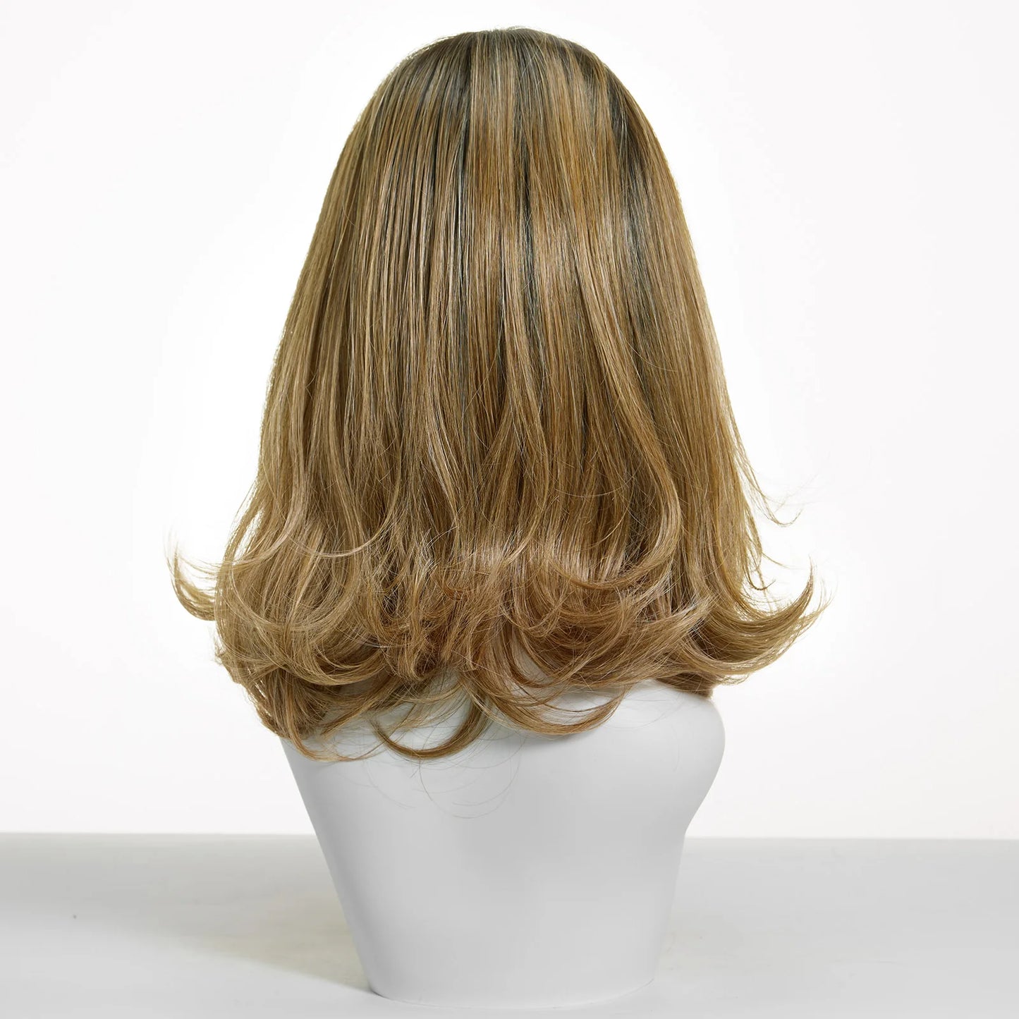 Short Ombre Brown & Golden Futura Lace Front Wig – Heat Resistant Glueless Monofilament Wig