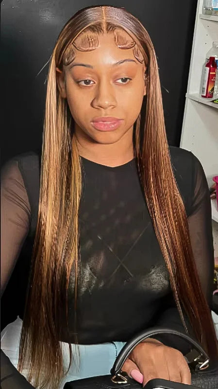 Premium 13x4 & 13x6 Lace Front Wig – 100% Natural Human Hair, Pre-Plucked, No Shedding, P4/27 Highlight, Free Shipping