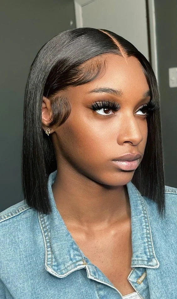 Short Straight Lace Wig – Light Brown Swiss Lace Frontal Wig
