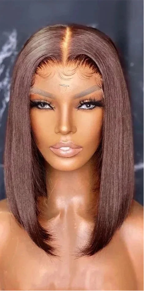 13x4 HD Lace Front Bob Wig – Vietnamese Human Hair, Straight, Pre-Plucked, No Shedding, 8-14 inches