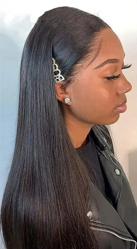 Long Straight Lace Wig – Full Lace, Transparent Swiss Lace, 26+ Inches, 100% Human Hair