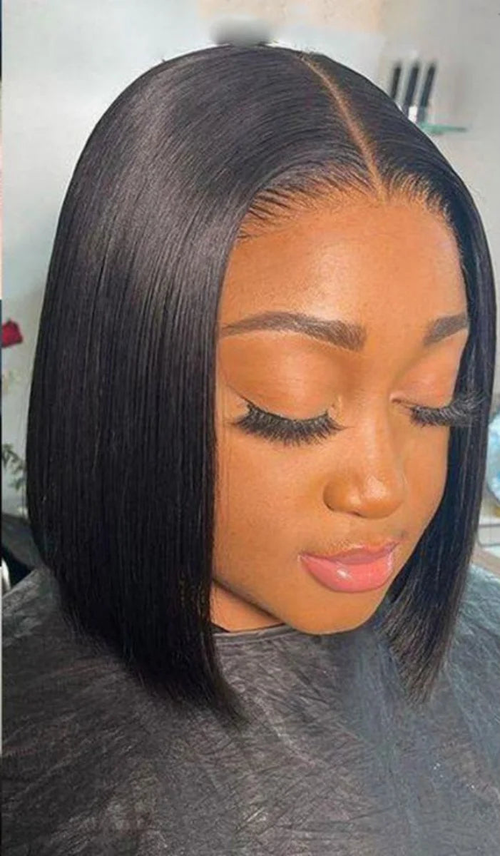 Glueless 4x4 Lace Front Straight Bob Wig – Natural Black Hair