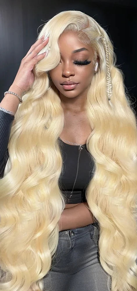 Le Mythe 613 Blonde Body Wave HD Lace Frontal Wig – Pre-Plucked, 26+ Inch, 100% Human Hair