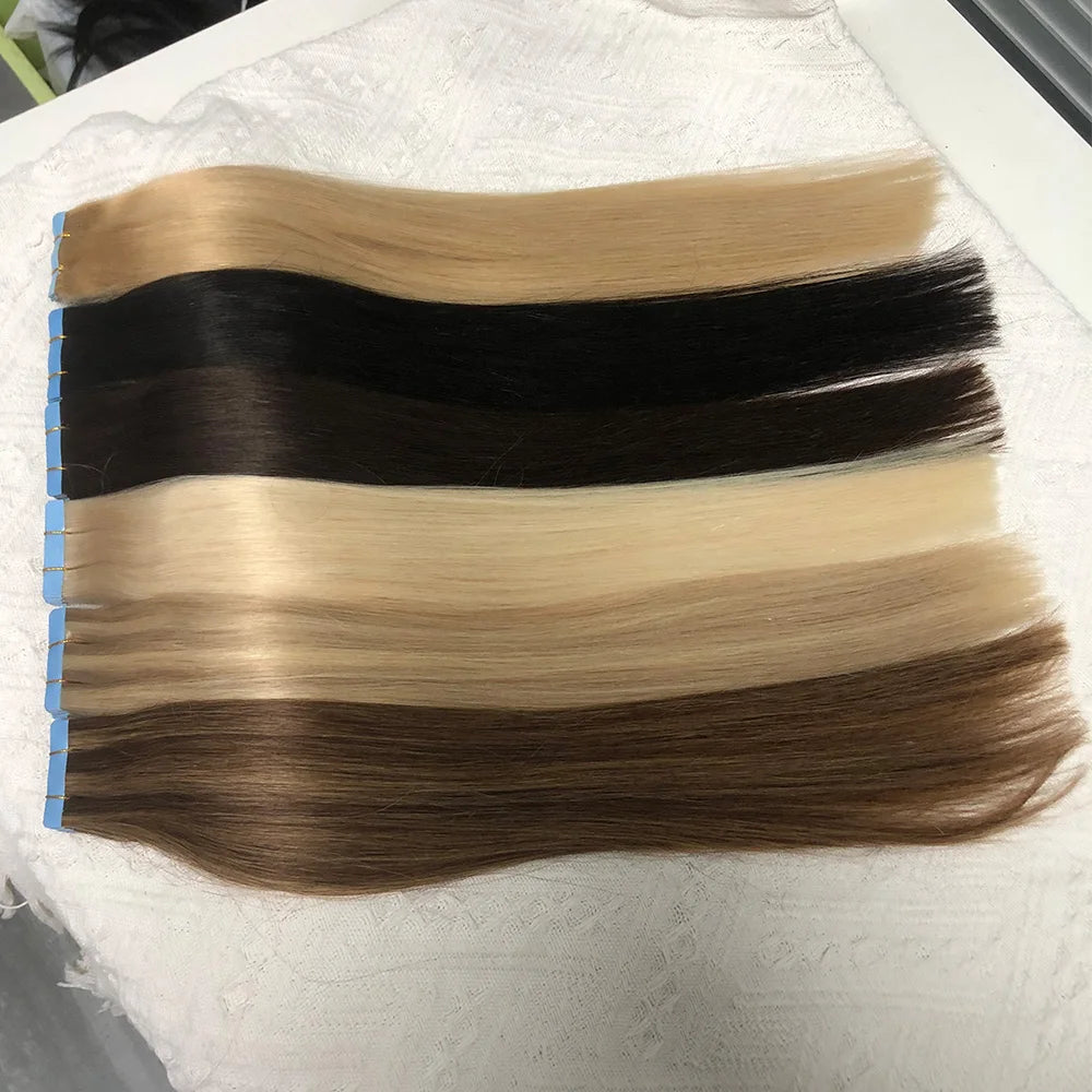 Premium Straight Waterproof Tape-In Hair Extensions – 100% Human Hair for Volume & Length