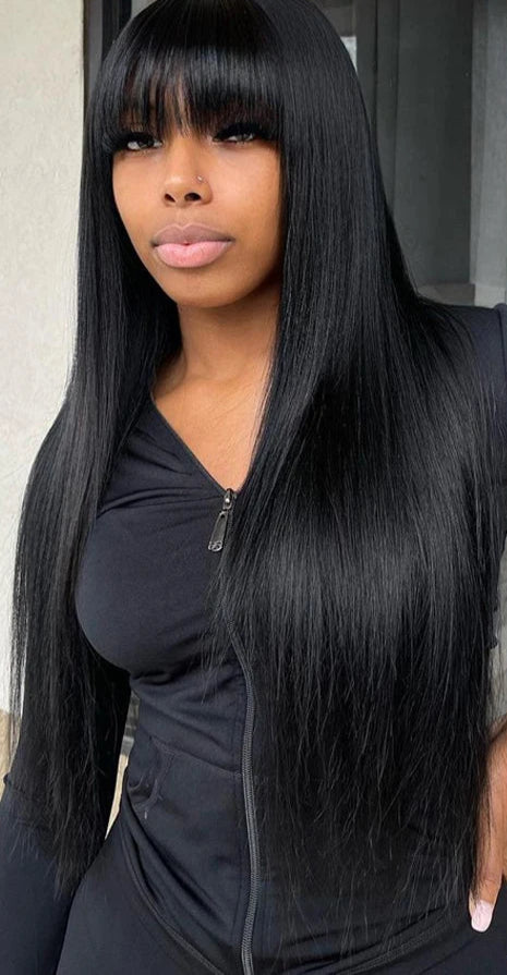 Premium Straight Hair Wig – Natural & Chemical-Free, Average Cap Size