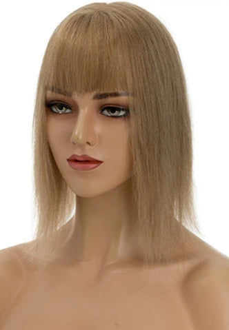 Human Hair Topper with Bangs – Silk Base, 100% Real Hair, Multiple Colors & Lengths
