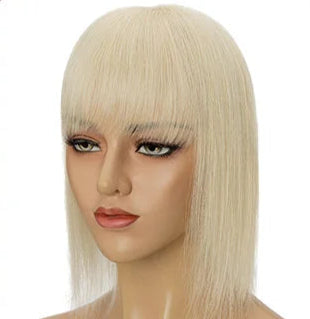 100% Human Hair Topper with Bangs – Straight Style, Natural Hairline, Tangle-Free