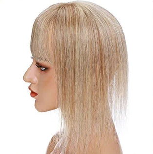 100% Human Hair Topper with Bangs – Straight Style, Natural Hairline, Tangle-Free