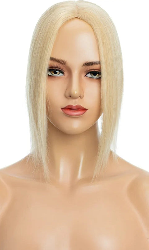 100% Indian Human Hair Topper with Silk Base - Natural Straight, Tangle-Free & Lightweight