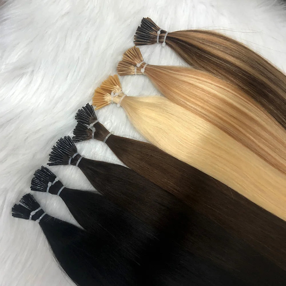 Lightweight Straight I-Tip Hair Extensions – 0.6g/Strand, Sleek & Natural Finish