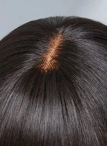 Finros 3x1 Straight Human Hair Wig – Long 26+ Inch, Glueless Pre-Plucked Wig with Bangs