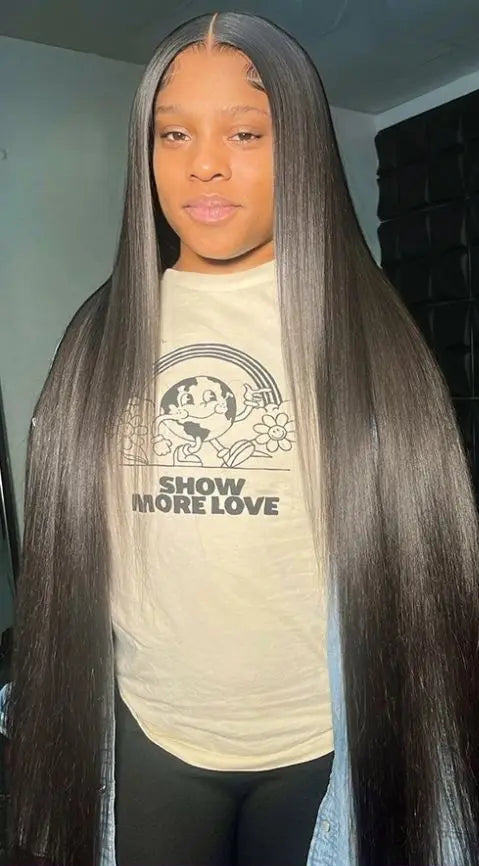 Long Straight Lace Wig – Full Lace, Transparent Swiss Lace, 26+ Inches, 100% Human Hair