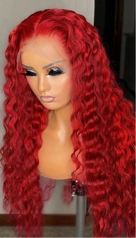 Virgin Deep Wave Lace Front Wig – 26+ Inch, 13x6 Lace, Transparent Swiss Lace, Permable, Natural Look